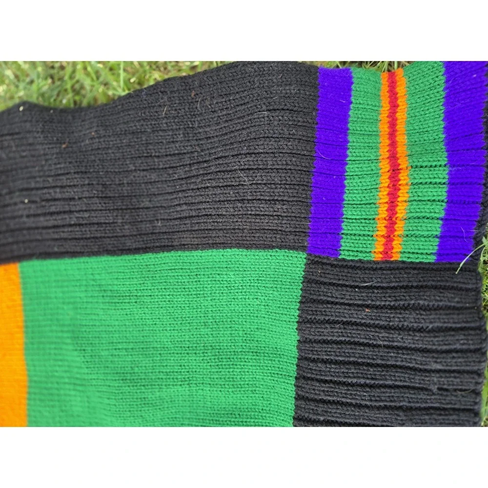 Vintage Multi Color Striped Knit Throw Blanket Multicolor Throw Blanket 69x48